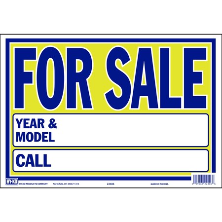 Hy-Ko 9X13 Neon Auto For Sale Sign 9" x 13", 10PK A22406